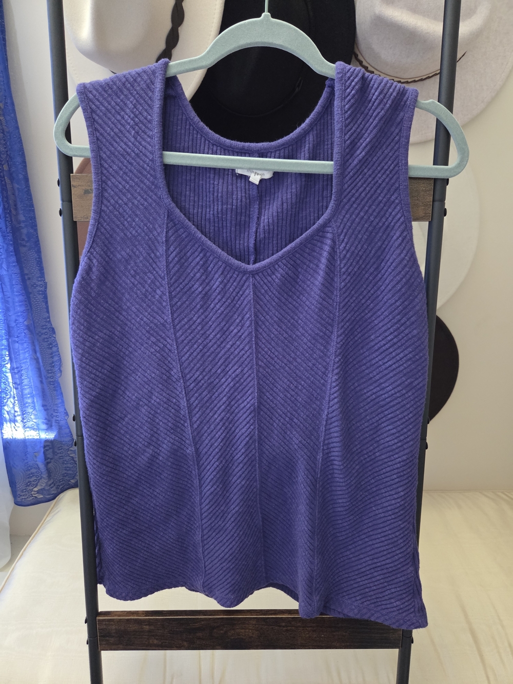 Maurices Purple Ribbed V-Neck Tank Top Size 0x